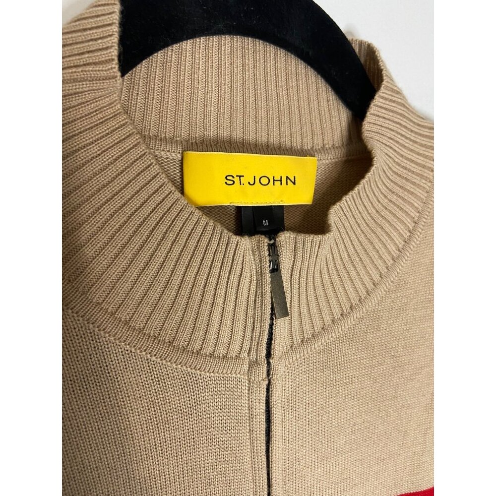 St. John Colorblock Striped Full Zip Wool Sweater-sz Medium - Picture 3 of 6